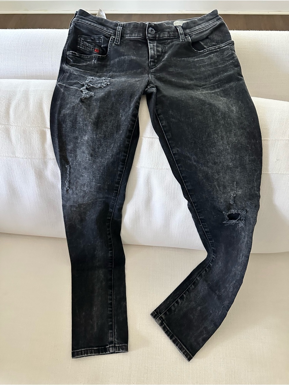 Diesel Black Distressed Skinny Jeans